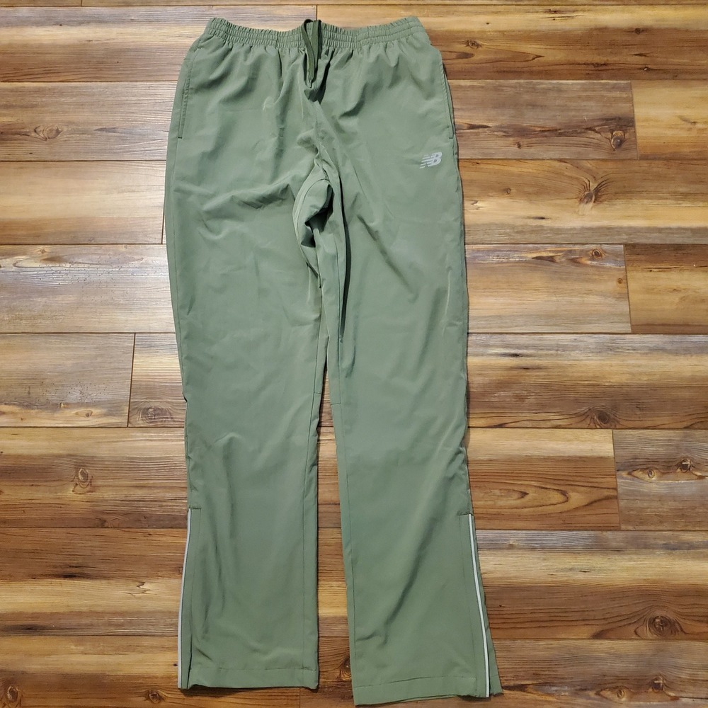 New Balance Mens Sz Large Green Athletic Joggers Elastic Waist Zipper Pocket